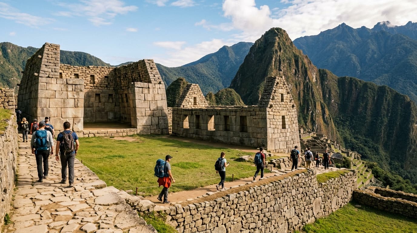 Foto postal clásica de Machu Picchu desde la Casa del Guardián en la Ruta 2-A