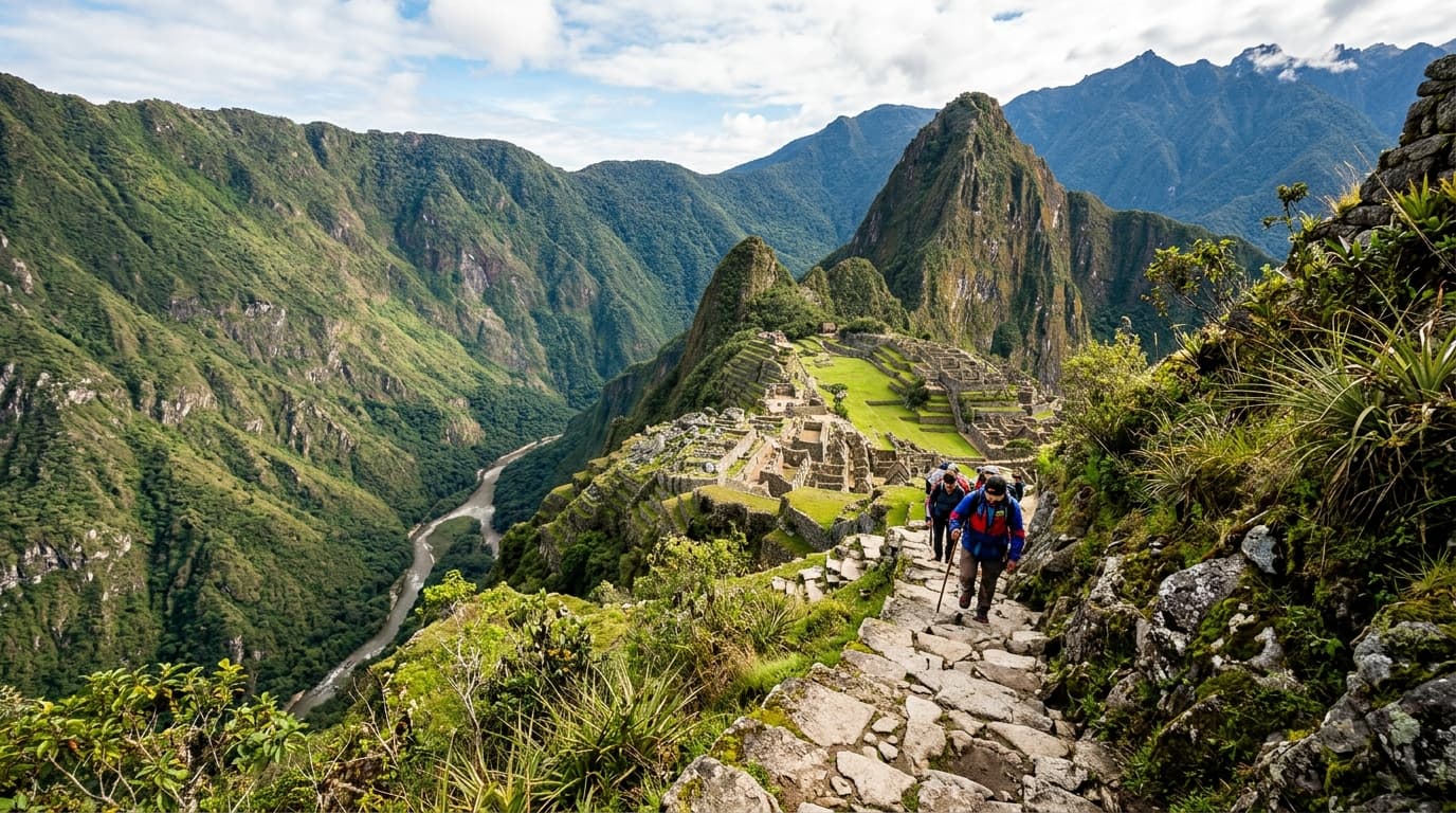 Sendero de ascenso al promontorio de Huchuy Picchu junto a la Roca Sagrada en la Ruta 3-D